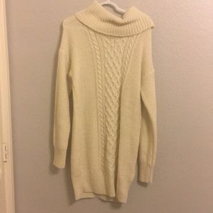 NWT Women’s Cream-Colored Cowl-neck Sweater Dress